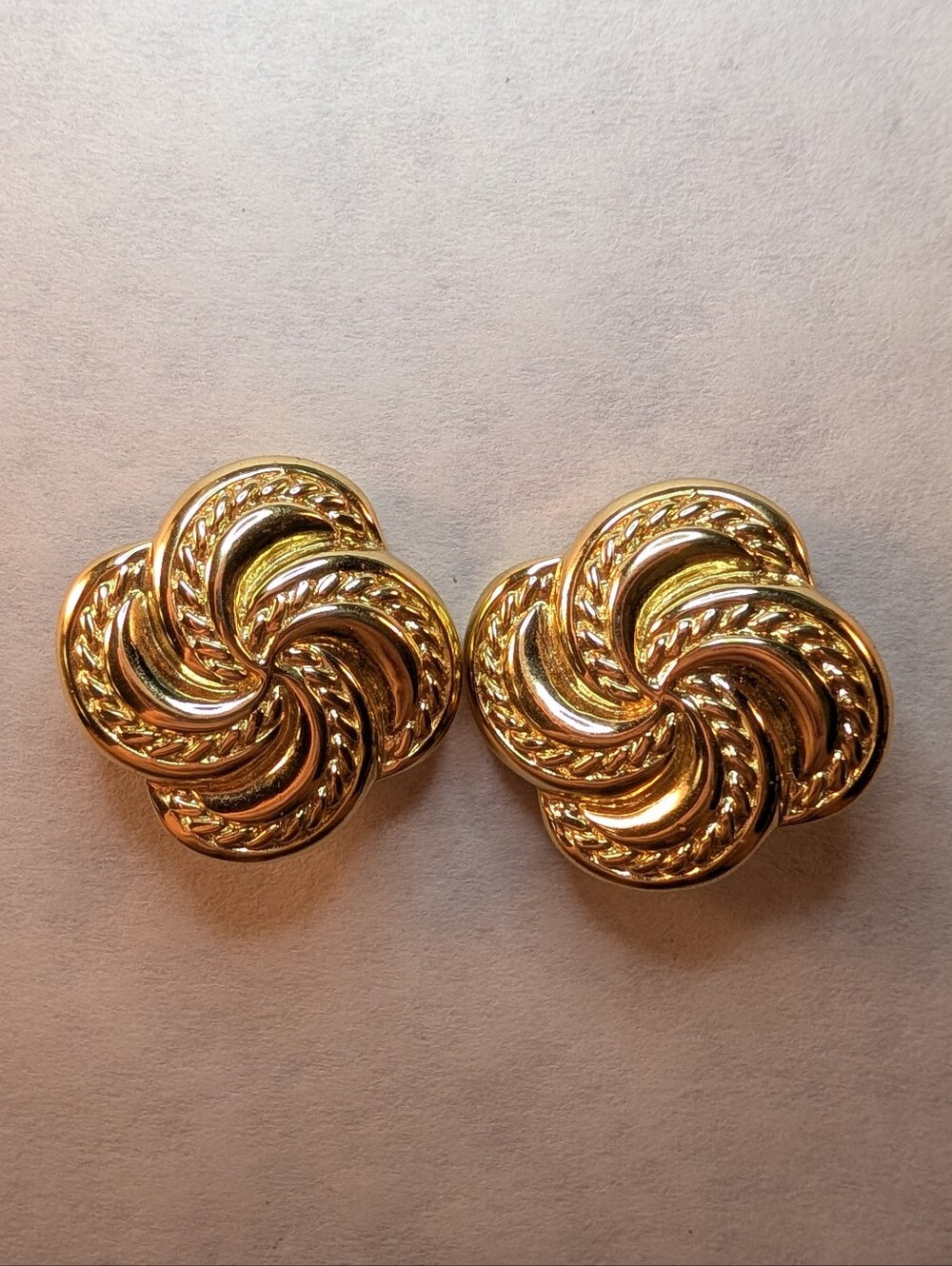 Trifari Gold-Tone Floral Swirl Clip-On Earrings